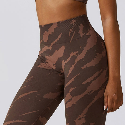 Print Seamless High Waist Camouflage Hip-Lift and Belly Shaping Yoga Pants